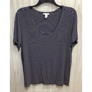 DAILY‎ RITUAL Women's (Size 3X) Short Sleeve Scoop Neck Striped Shirt Stretch